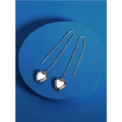 Серьги-продёвки из серебра родированные - Сердца 220-10-254р