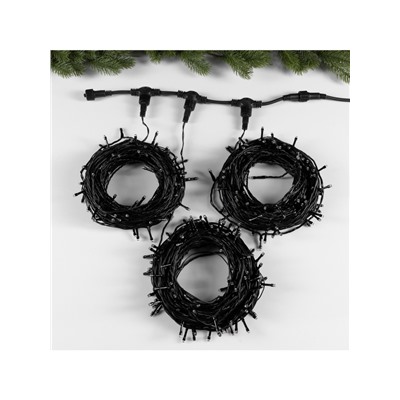 Гирлянда «Клип-лайт» 3 нити по 20 м, IP44, УМС, тёмная нить, 399 LED, свечение белое, мерцание всех светодиодов, 24 В