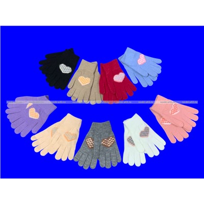 Перчатки подростковые для девочек с начесом «Сердечко» арт. 0832