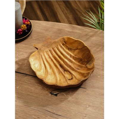 Тарелка «Морская раковина», 25×25×5 см, дерево Джати, коричневая