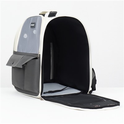 Рюкзак-переноска для животных, 39×40×25 см, серый