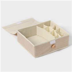 Органайзер для хранения белья LaDо́m «Франческа», 9 ячеек, с крышкой, 35×30×12 см, бежевый