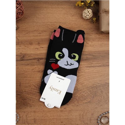 Носки р. 35-40 Кошка короткие / L812 /уп 10/500/1200/ ОДНА ПАРА/ МАРКА