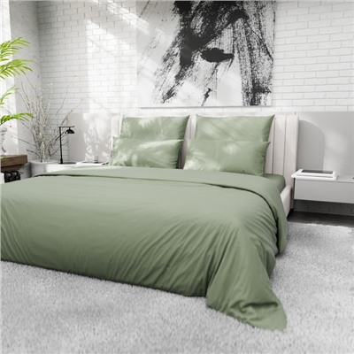 Пододеяльник 2-спальный «Этель», 175×220 см, оливковый, сатин