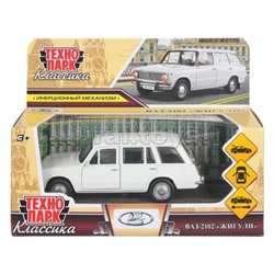 Машина металл Ваз-2102 12 см, (двери, багаж, белый) инер.