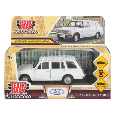 Машина металл Ваз-2102 12 см, (двери, багаж, белый) инер.