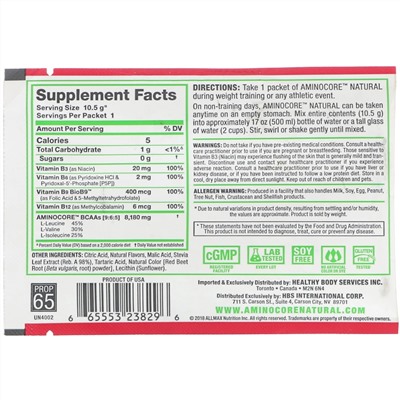 ALLMAX Nutrition, AMINOCORE Natural, Instantized BCAAs, Cranberry Apple, 10.5 g (0.37 oz)