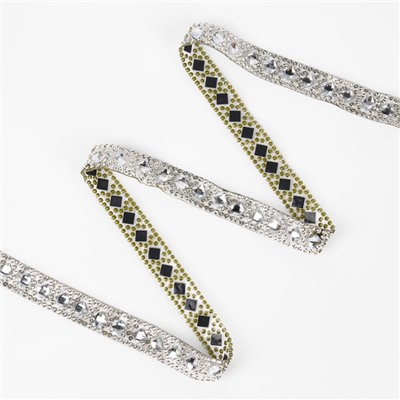 Стразы термоклеевые «Квадрат», ширина - 13 мм, 4.5 ± 0.5 м, цвет серебряный