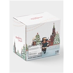 Кружка новогодняя Доляна «Московский мишка», 330 мл, для чая, фарфор, 12×8.5×11 см, белая