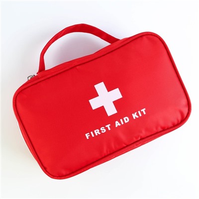 Аптечка дорожная First Aid, красная, 24×12×6 см