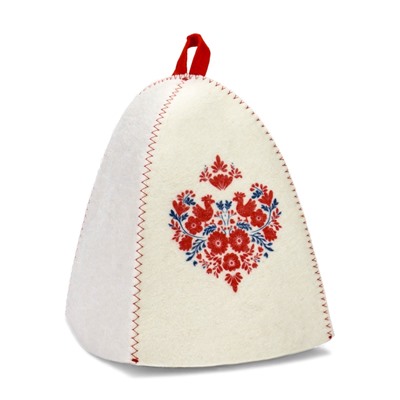 Шапка для бани и сауны «Славянка», полиэфир, шерсть, белая