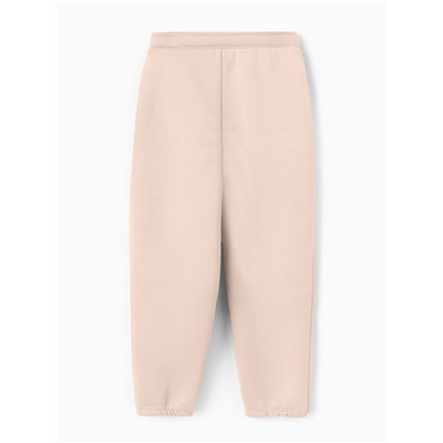 Брюки для девочки с начёсом MINAKU: Exclusive print, бежевые, Oversize рост 116 см