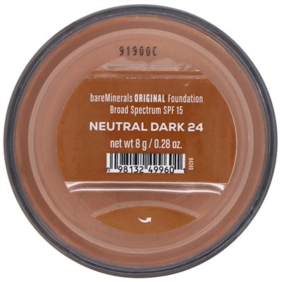 bareMinerals, Original, тональная основа, SPF 15, оттенок «Нейтральный темный 24», 8 г