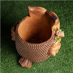 Декоративное кашпо для цветов «Сова», 2.8 л, 30×31×26 см, гипс, коричневое