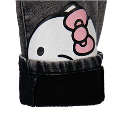 Брюки текстильные джинсовые утепленные флисом для девочек