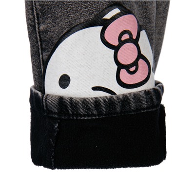 Брюки текстильные джинсовые утепленные флисом для девочек