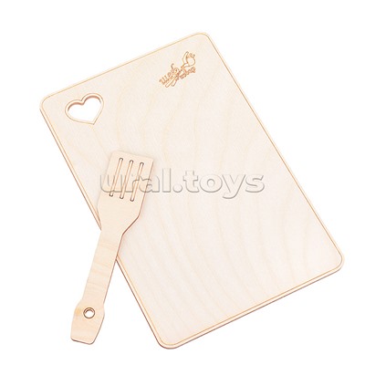 Набор Шеф-повар (фартук, колпак, доска, лопатка)  х/б