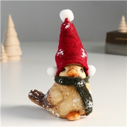 Фигурка керамика «Воробышек в шапке-колпаке и шарфике», 11×6.5×10 см