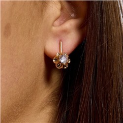 Серьги цветы ювелирная бижутерия коллекция "Дубай", покрытие позолота,  вставка: фианит, цвет: прозрачный, арт.217.441