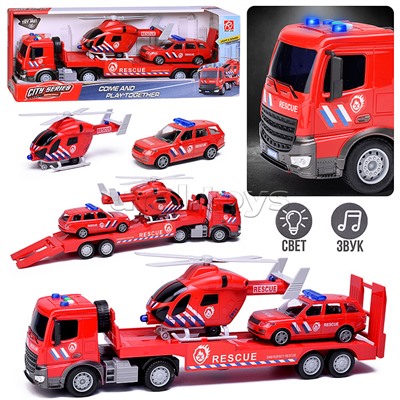 Машина "Пожарный транспорт" (свет, звук) в коробке