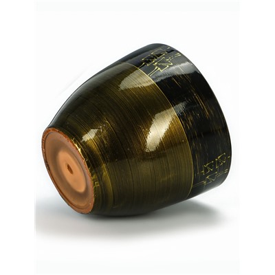 Горшок для цветов «Мираж», керамический, с поддоном, 5 л, коричневый с золотыми полосками