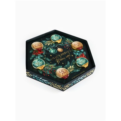 Подарочный набор новогодний «Счастливого Нового года»: чай чёрный, крем-мёд (6 шт.x30 г)