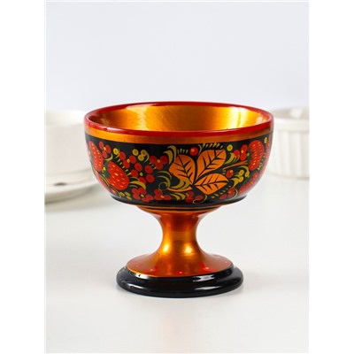 Конфетница на ножке «Сласть», 14.5×15 см, дерево, хохлома