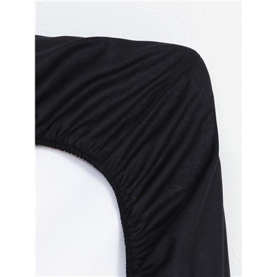 Простыня на резинке 1.5-спальная «Этель», 140×200+25 см, чёрная, поплин