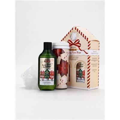 Подарочный набор новогодний Happy New Year: гель для душа, мочалка и термостакан, аромат шампанское, URAL LAB