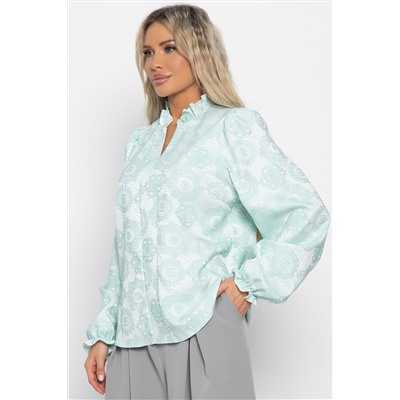 Блуза Доменика (бело-мятная) Б15017-18М