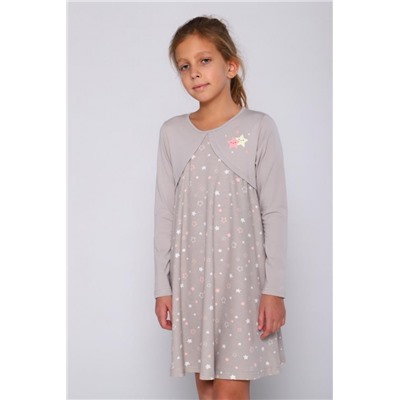 Платье Вечеринка длинный рукав детское (Бежевый)