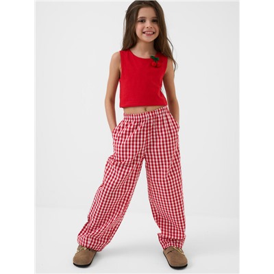 Комплект для девочек: топ трикотажный, брюки текстильные