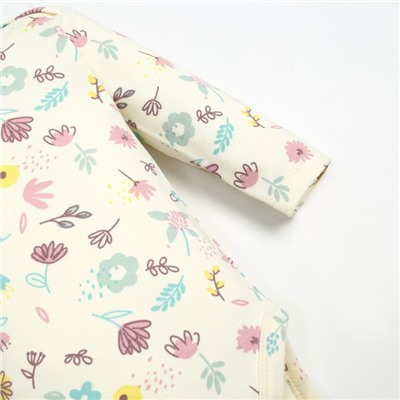 Боди для девочки «Крошка Я» Flower, рост 62-68 см, бежевое