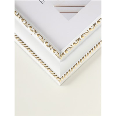 Фоторамка для фото 15×21 см «МИРАМ», пластик, белый с золотом