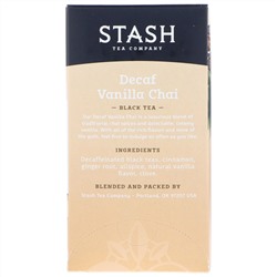 Stash Tea, Black Tea, Decaf Vanilla Chai, 18 Tea Bags, 1.2 oz (36 g)