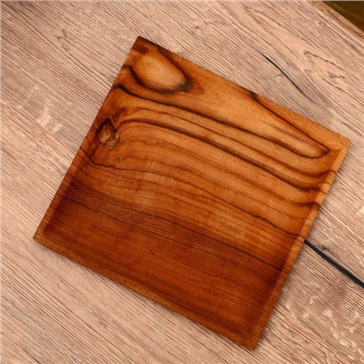 Тарелка квадратная, 25×25×2 см, тиковое дерево