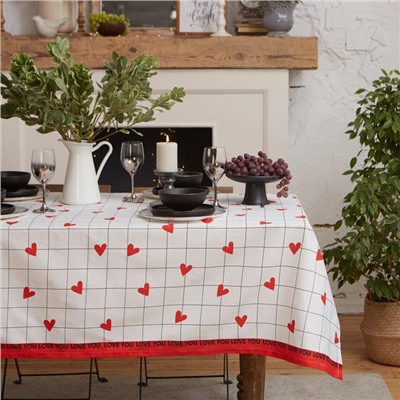 Скатерть «Этель» Love is 149×220 см, 100% хлопок, саржа 190 г/м²