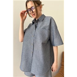 Костюм женский  SET084/01/Серо-голубой, белый