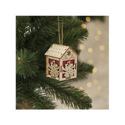 Ёлочная игрушка «Домик с колокольчиками», 8×5×6 см, 1 LED, от батареек, свечение тёплое белое