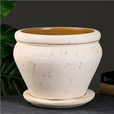 Горшок для цветов «Аманта», 12 л, d=30 см, h=25 см, керамический, с поддоном