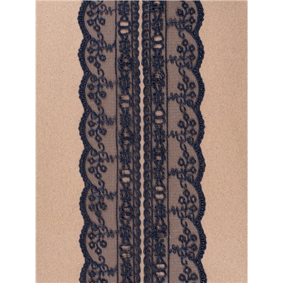 Кружево на сетке, 45 мм, 11±1 м, тёмно-синее