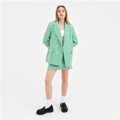 Пиджак женский двубортный MIST, размер 50, цвет зелёный, белый