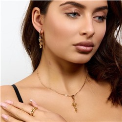 Комплект ювелирной бижутерии коллекция "Дубай" серьги, кулон и кольцо 20 р в форме веточки, покрытие позолота, вставка: фианиты и цирконы, цвет: желтый и прозрачный, арт.217.490-20