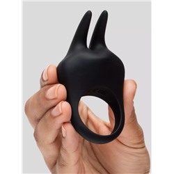Черное эрекционное виброкольцо Sensation Rechargeable Vibrating Rabbit Love Ring