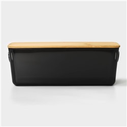 Контейнер для хранения с крышкой LaDо́m «Лаконичность», 28.5×11×10.5 см, цвет тёмно - серый