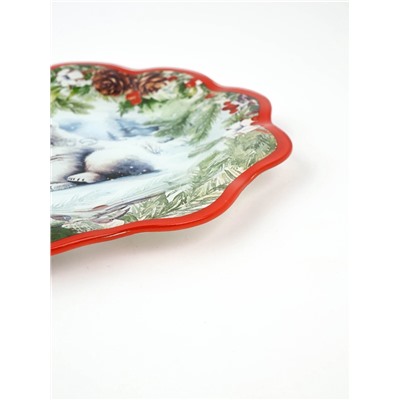 Тарелка новогодняя плоская «Полярный мишка», d=23 см