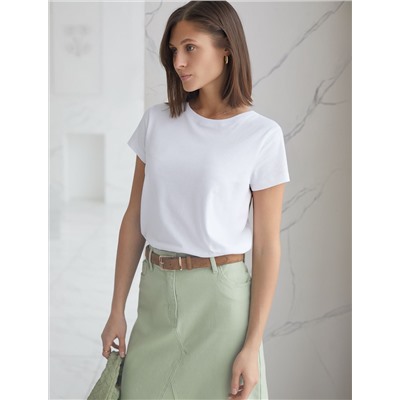 Базовая футболка полуприлегающая из премиального хлопка с эластаном