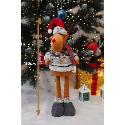 Игрушка новогодняя с выдвижными ногами Олень серые ботики серый