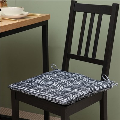 Подушка на стул Этель «Клетка» цв.черный, 40×40 см, 100% п/э