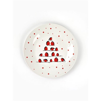 Тарелка плоская новогодняя «Снегири», d=20 см